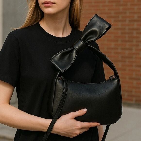 Melie Bianco Handbags - Anthropologie Melie Bianco Bow Bag, Black, Crossbody, Shoulder NWT